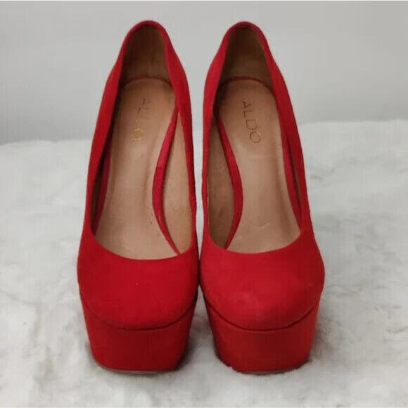 Red Vintage Y2K suede platform Pump by Aldo sz 8.5 - Picture 4 of 11